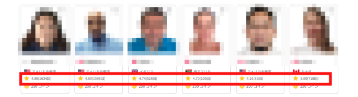ネイティブキャンプの講師一覧と星評価